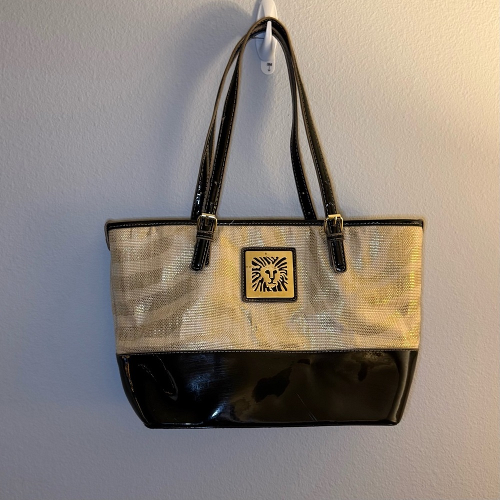 Anne Klein - Elegant Black and Cream Large Purse or Tote - Picture 2 of 10